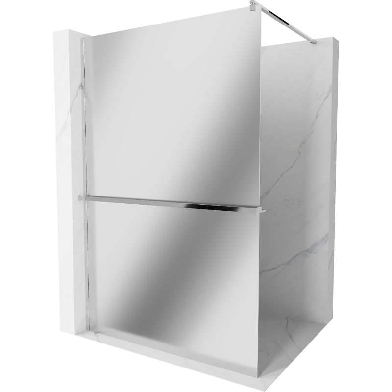 Mexen Kioto+ ścianka prysznicowa z półką Walk-in 100 x 200 cm, lustro, chrom - 800-100-121-01-50