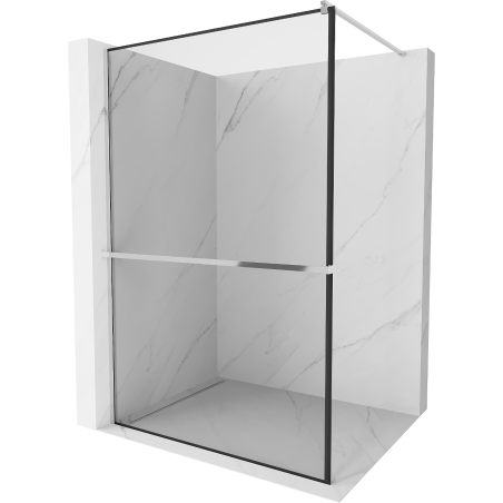 Mexen Kioto+ ścianka prysznicowa z półką Walk-in 140 x 200 cm, czarna ramka, chrom - 800-140-121-01-70