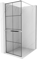 Mexen Kioto+ ścianka prysznicowa z półką Walk-in 80 x 200 cm, czarna kratka, chrom - 800-080-121-01-77