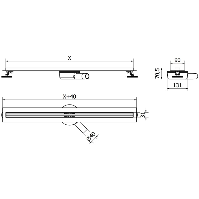 Mexen Flat 360° Slim odpływ liniowy obrotowy 60 cm, złoty szczotkowany - 1A41060