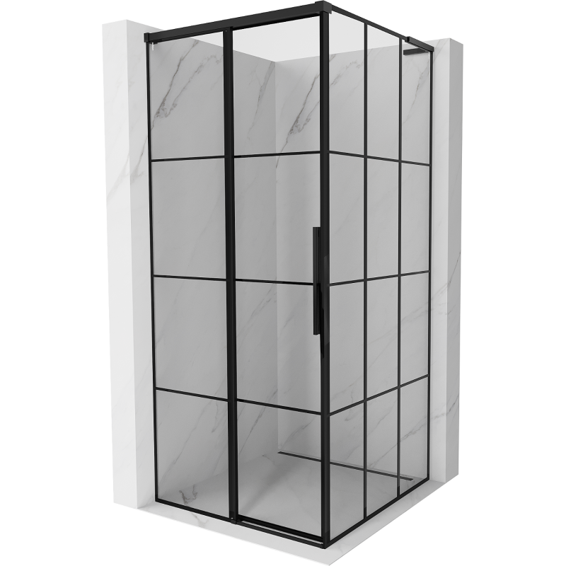 Mexen Rox L kabina prysznicowa rozsuwana lewa 90 x 90 cm, czarna kratka , czarna - 8C2L-090-090-70-77-L
