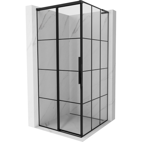Mexen Rox L kabina prysznicowa rozsuwana lewa 90 x 90 cm, czarna kratka , czarna - 8C2L-090-090-70-77-L