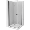 Mexen Pretoria Duo kabina prysznicowa uchylna 80 x 80 cm, transparent, czarna + brodzik Flat - 852-080-080-70-02-4010B