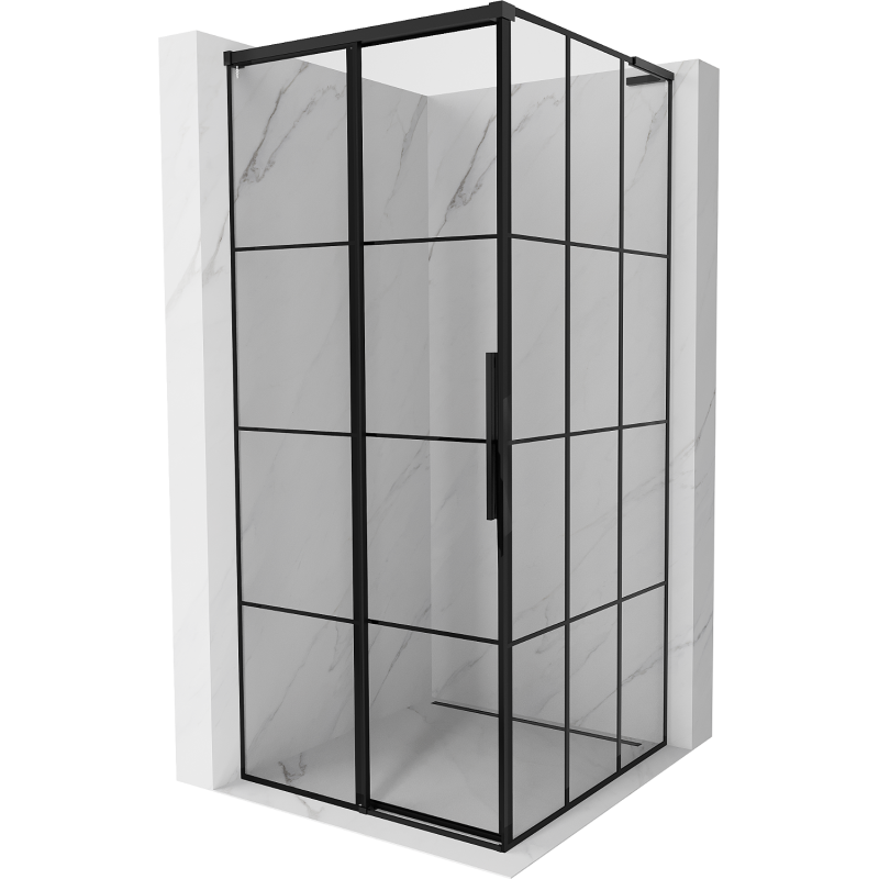Mexen Rox L kabina prysznicowa rozsuwana lewa 95 x 95 cm, czarna kratka , czarna - 8C2L-095-095-70-77-L