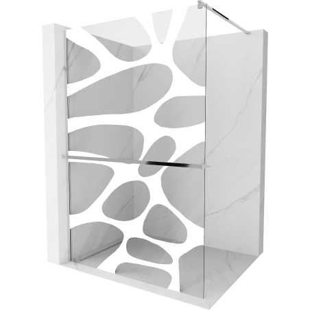 Mexen Kioto+ ścianka prysznicowa z półką i relingiem 100 x 200 cm, biały wzór 8 mm, chrom - 800-100-121-01-97