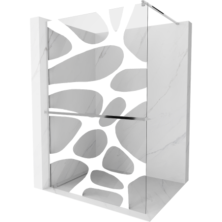Mexen Kioto+ ścianka prysznicowa z półką i relingiem 110 x 200 cm, biały wzór 8 mm, chrom - 800-110-121-01-97