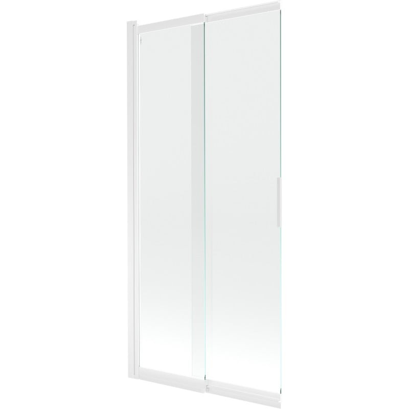 Mexen Fox parawan nawannowy 2-skrzydłowy przesuwny 85 x 150 cm, transparent, biały - 891-085-002-20-00