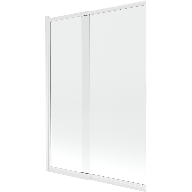 Mexen Fox parawan nawannowy 2-skrzydłowy przesuwny 120 x 150 cm, transparent, biały - 891-120-002-20-00