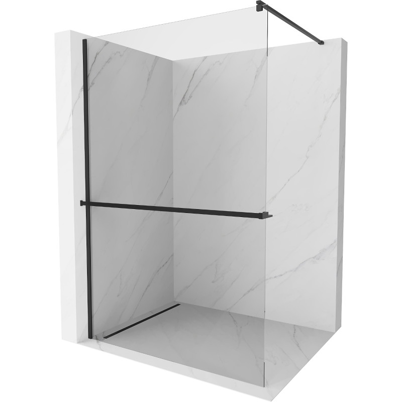 Mexen Kioto+ ścianka prysznicowa z półką Walk-in 80 x 200 cm, transparent, czarna - 800-080-121-70-00