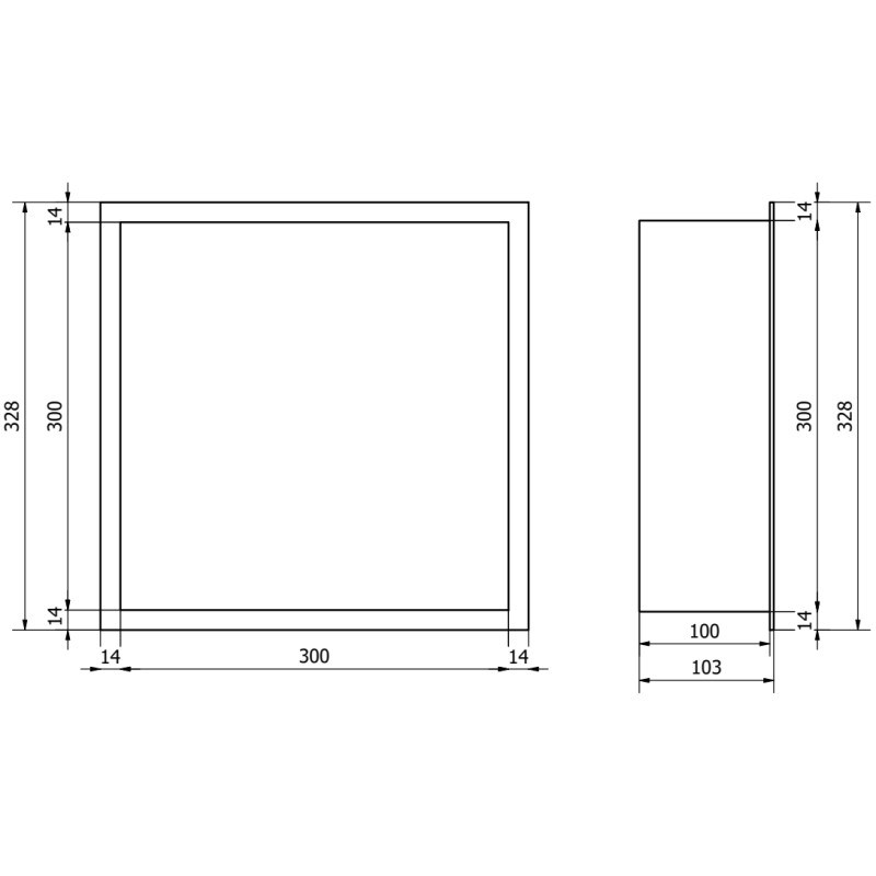 Mexen X-Wall-R półka wnękowa z kołnierzem 30 x 30 cm, gun gray szczotkowany - 19E0303010