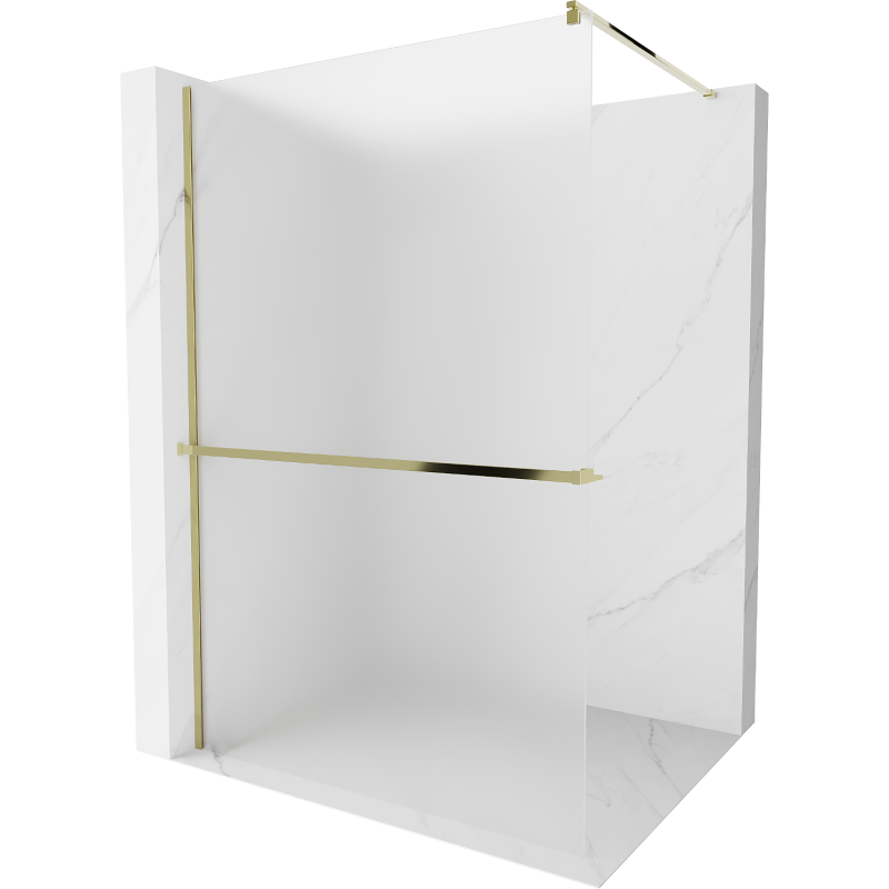 Mexen Kioto+ ścianka prysznicowa z półką Walk-in 90 x 200 cm, szron, złota - 800-090-121-50-30