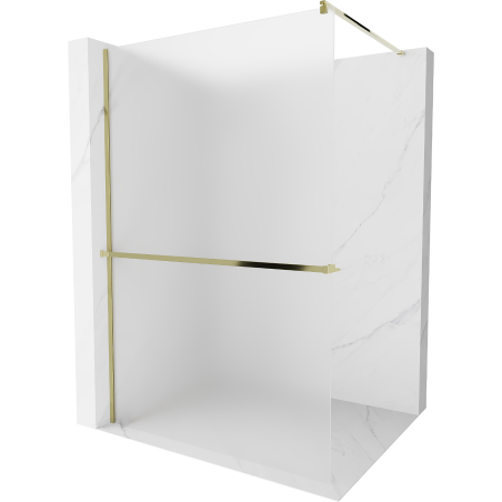 Mexen Kioto+ ścianka prysznicowa z półką Walk-in 120 x 200 cm, szron, złota - 800-120-121-50-30