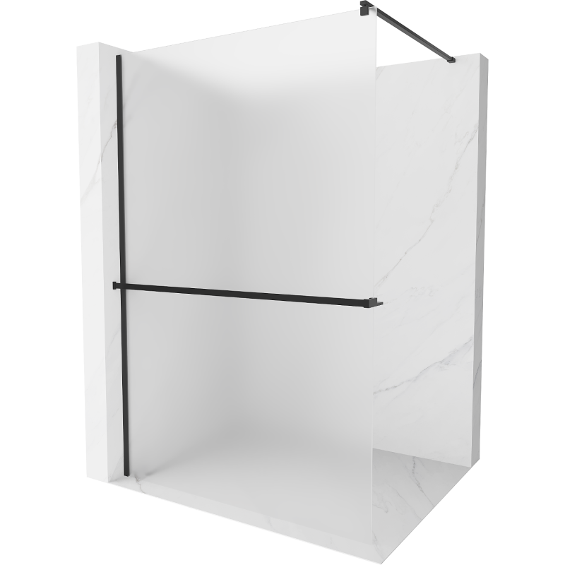 Mexen Kioto+ ścianka prysznicowa z półką Walk-in 110 x 200 cm, szron, czarna - 800-110-121-70-30