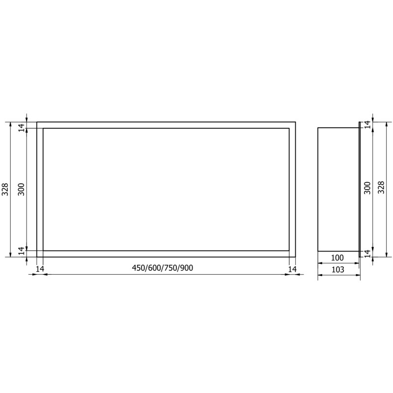Mexen X-Wall-R półka wnękowa z kołnierzem 75 x 30 cm, gun gray szczotkowany - 19E0753010