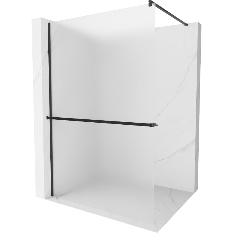 Mexen Kioto+ ścianka prysznicowa z półką Walk-in 120 x 200 cm, szron, czarna - 800-120-121-70-30
