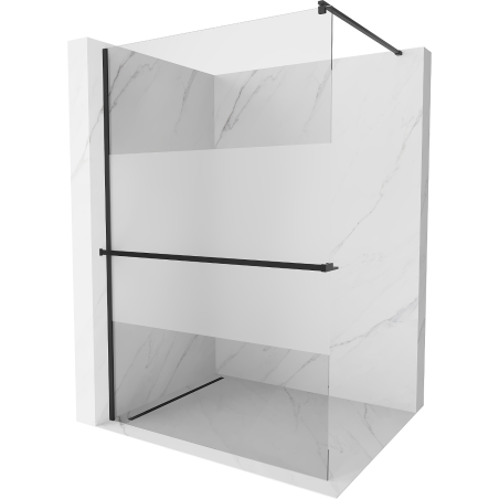 Mexen Kioto+ ścianka prysznicowa z półką Walk-in 80 x 200 cm, transparent/szron, czarna - 800-080-121-70-35