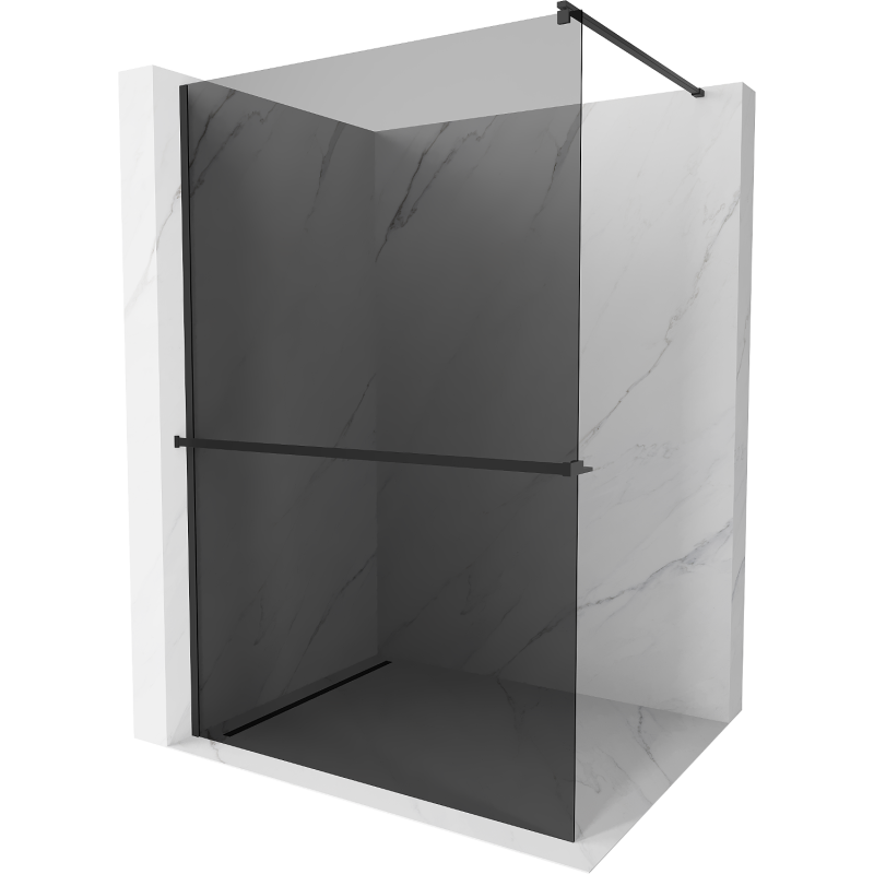 Mexen Kioto+ ścianka prysznicowa z półką Walk-in 70 x 200 cm, grafit, czarna - 800-070-121-70-40