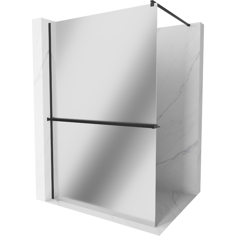 Mexen Kioto+ ścianka prysznicowa z półką Walk-in 120 x 200 cm, lustro, czarna - 800-120-121-70-50