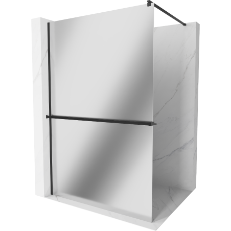 Mexen Kioto+ ścianka prysznicowa z półką Walk-in 120 x 200 cm, lustro, czarna - 800-120-121-70-50