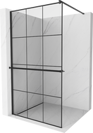Mexen Kioto+ ścianka prysznicowa z półką Walk-in 100 x 200 cm, czarna kratka, czarna - 800-100-121-70-77