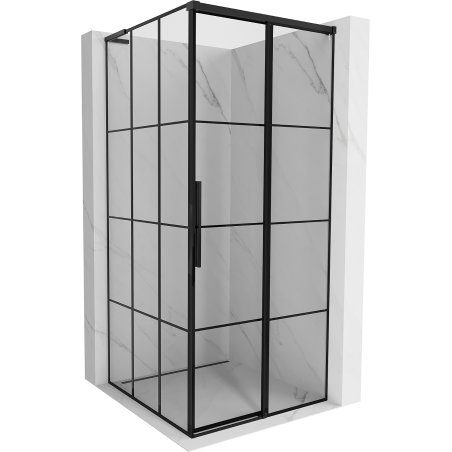 Mexen Rox L kabina prysznicowa rozsuwana prawa 90 x 90 cm, czarna kratka , czarna - 8C2L-090-090-70-77-P