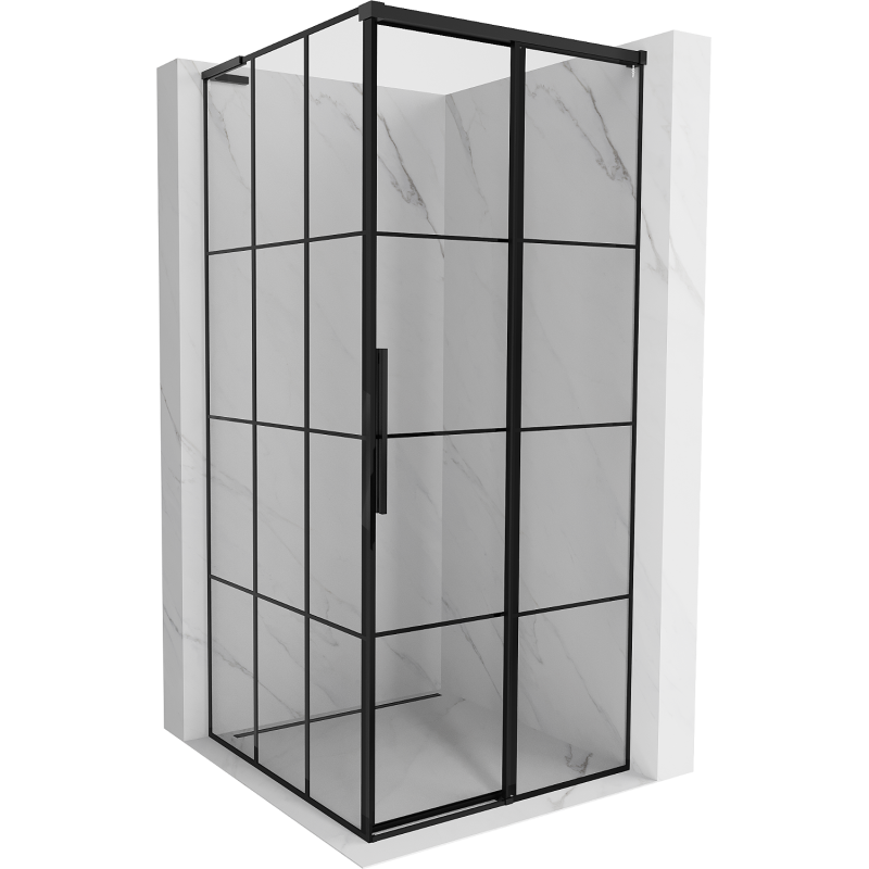 Mexen Rox L kabina prysznicowa rozsuwana prawa 95 x 95 cm, czarna kratka , czarna - 8C2L-095-095-70-77-P