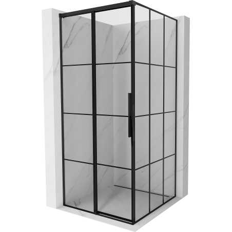 Mexen Rox kabina prysznicowa rozsuwana lewa 90 x 90 cm, czarna kratka, czarna -  8C2-090-090-70-77-L