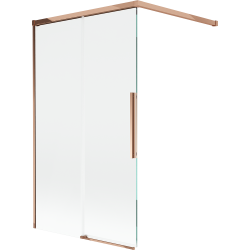 Mexen Rox parawan nawannowy 2-skrzydłowy rozsuwany 100 x 150 cm, transparent, różowe złoto - 8C9-100-003-60-00