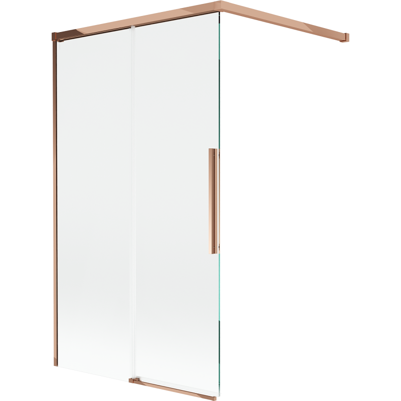 Mexen Rox parawan nawannowy 2-skrzydłowy rozsuwany 100 x 150 cm, transparent, różowe złoto - 8C9-100-003-60-00