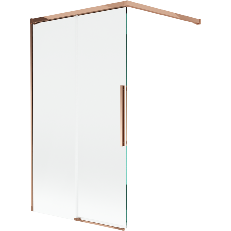 Mexen Rox parawan nawannowy 2-skrzydłowy rozsuwany 100 x 150 cm, transparent, różowe złoto - 8C9-100-003-60-00