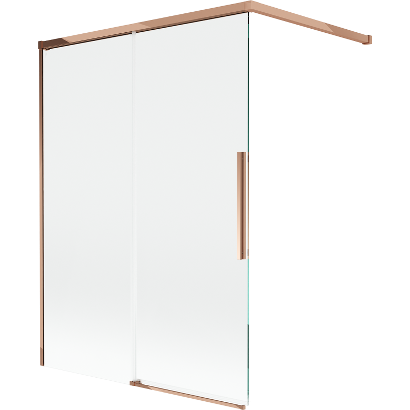 Mexen Rox parawan nawannowy 2-skrzydłowy rozsuwany 120 x 150 cm, transparent, różowe złoto - 8C9-120-003-60-00