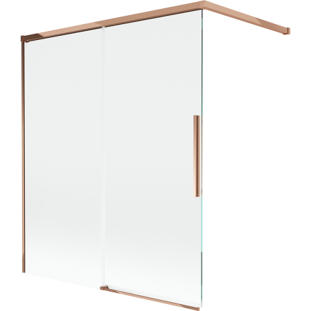 Mexen Rox parawan nawannowy 2-skrzydłowy rozsuwany 140 x 150 cm, transparent, różowe złoto - 8C9-140-003-60-00