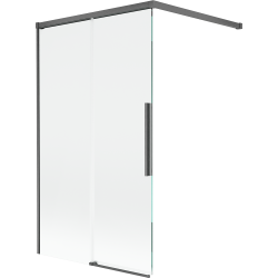 Mexen Rox parawan nawannowy 2-skrzydłowy rozsuwany 100 x 150 cm, transparent, gun gray szczotkowany - 8C9-100-003-66-00