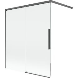 Mexen Rox parawan nawannowy 2-skrzydłowy rozsuwany 140 x 150 cm, transparent, gun gray szczotkowany - 8C9-140-003-66-00