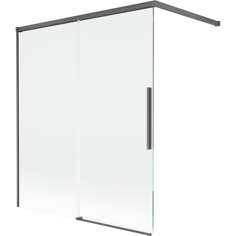 Mexen Rox parawan nawannowy 2-skrzydłowy rozsuwany 140 x 150 cm, transparent, gun gray szczotkowany - 8C9-140-003-66-00