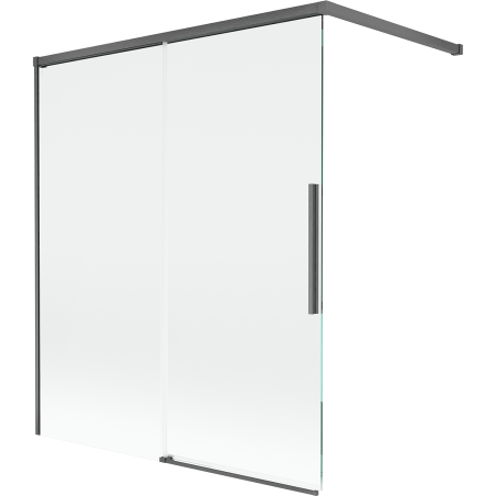 Mexen Rox parawan nawannowy 2-skrzydłowy rozsuwany 140 x 150 cm, transparent, gun gray szczotkowany - 8C9-140-003-66-00