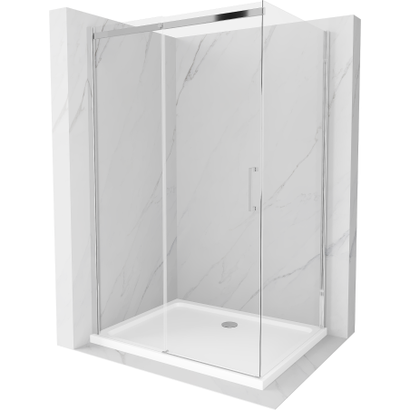 Mexen Omega kabina prysznicowa rozsuwana 100 x 90 cm, transparent, chrom + brodzik Flat - 825-100-090-01-00-4010