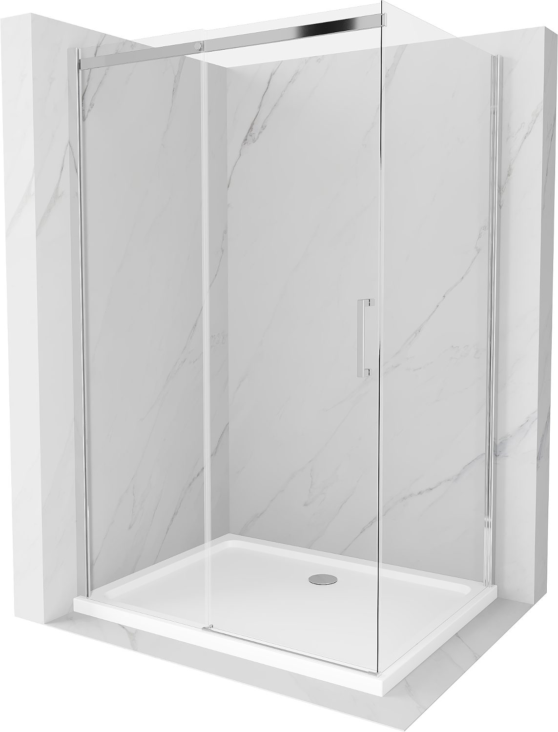 Mexen Omega kabina prysznicowa rozsuwana 110 x 70 cm, transparent, chrom + brodzik Flat - 825-110-070-01-00-4010