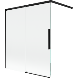 Mexen Rox parawan nawannowy 2-skrzydłowy rozsuwany 140 x 150 cm, transparent, czarny - 8C9-140-003-70-00
