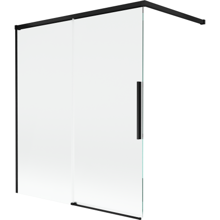 Mexen Rox parawan nawannowy 2-skrzydłowy rozsuwany 140 x 150 cm, transparent, czarny - 8C9-140-003-70-00