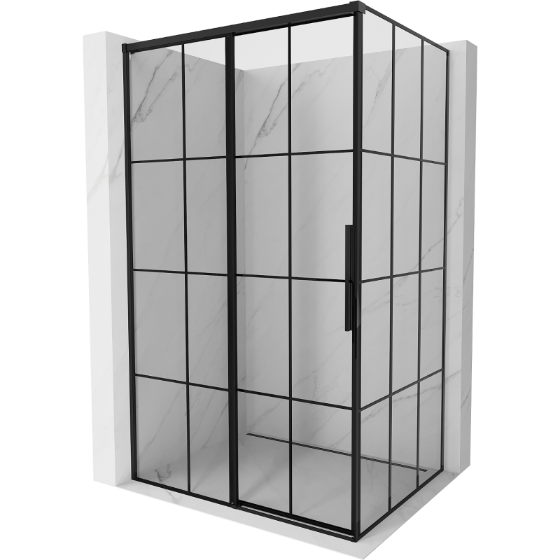Mexen Rox kabina prysznicowa rozsuwana lewa 90 x 95 cm, czarna kratka, czarna -  8C2-090-095-70-77-L