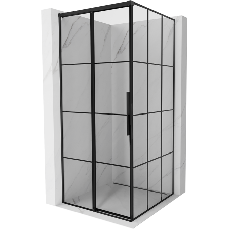 Mexen Rox kabina prysznicowa rozsuwana lewa 95 x 95 cm, czarna kratka, czarna -  8C2-095-095-70-77-L