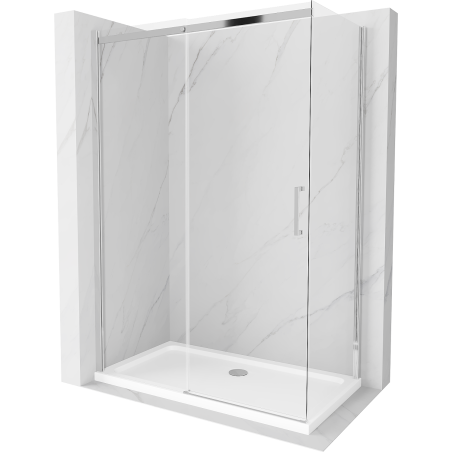 Mexen Omega kabina prysznicowa rozsuwana 130 x 70 cm, transparent, chrom + brodzik Flat - 825-130-070-01-00-4010