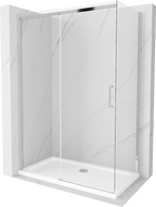 Mexen Omega kabina prysznicowa rozsuwana 130 x 70 cm, transparent, chrom + brodzik Flat - 825-130-070-01-00-4010