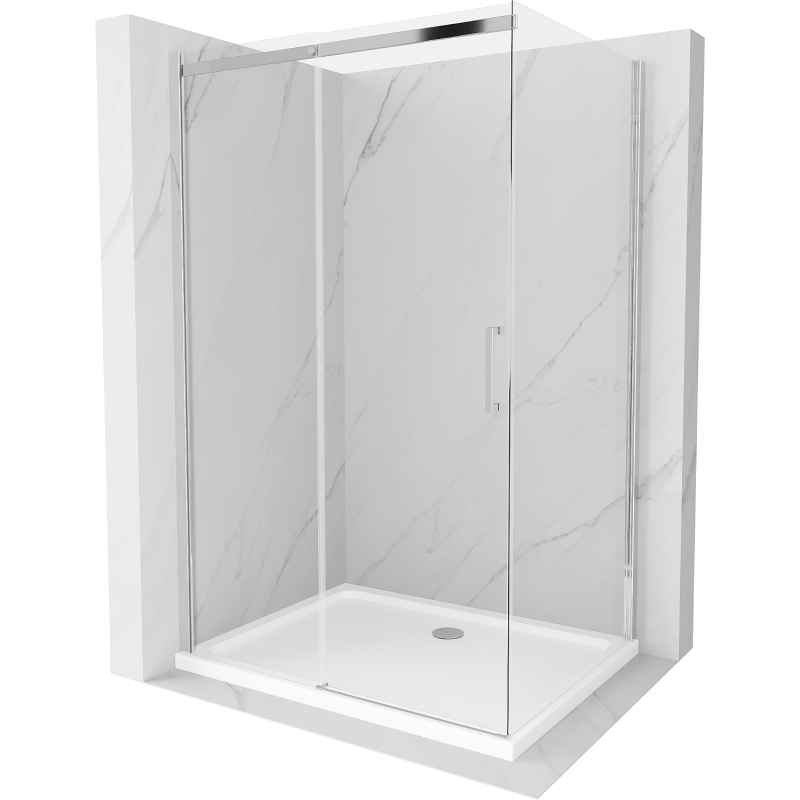 Mexen Omega kabina prysznicowa rozsuwana 130 x 90 cm, transparent, chrom + brodzik Flat - 825-130-090-01-00-4010