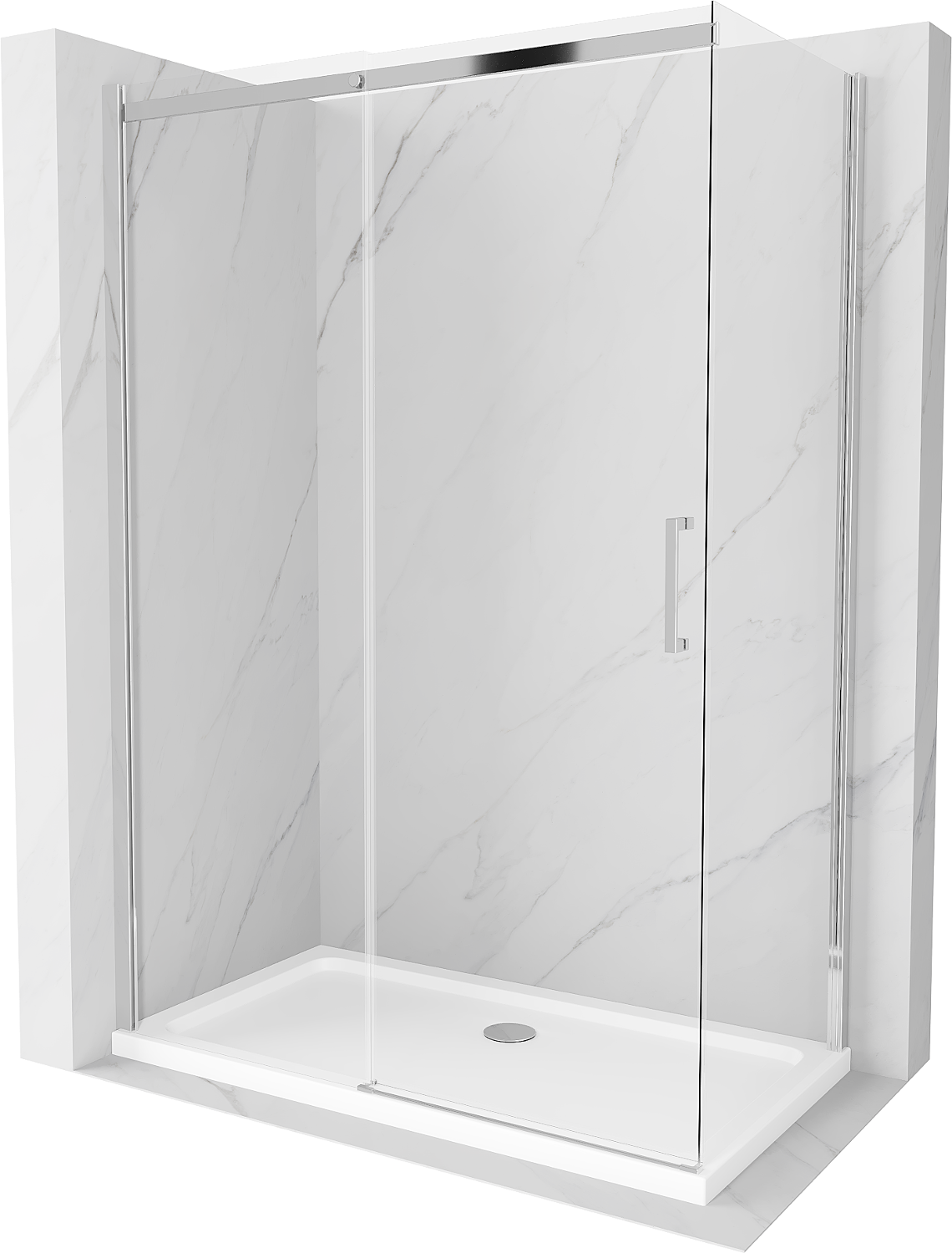 Mexen Omega kabina prysznicowa rozsuwana 140 x 70 cm, transparent, chrom + brodzik Flat - 825-140-070-01-00-4010
