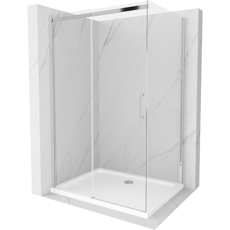 Mexen Omega kabina prysznicowa rozsuwana 140 x 100 cm, transparent, chrom + brodzik Flat - 825-140-100-01-00-4010