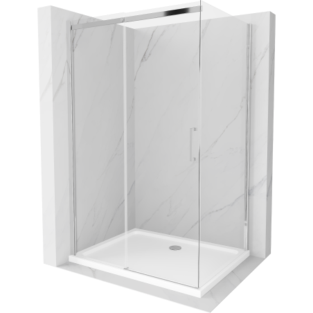 Mexen Omega kabina prysznicowa rozsuwana 140 x 100 cm, transparent, chrom + brodzik Flat - 825-140-100-01-00-4010