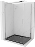 Mexen Omega kabina prysznicowa rozsuwana 100 x 80 cm, transparent, chrom + brodzik Flat, czarny - 825-100-080-01-00-4070
