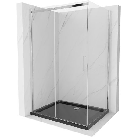 Mexen Omega kabina prysznicowa rozsuwana 120 x 80 cm, transparent, chrom + brodzik Flat, czarny - 825-120-080-01-00-4070